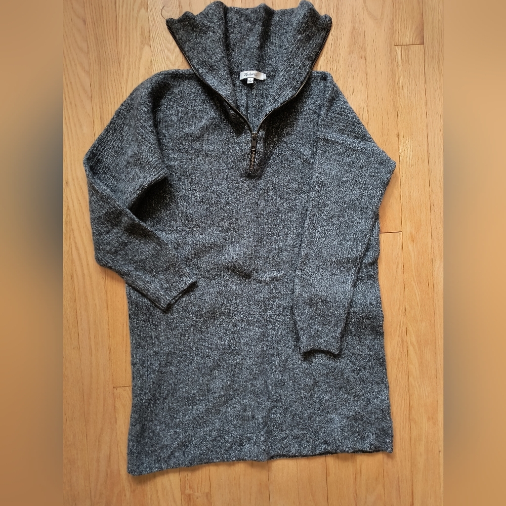 Madewell Quarter Zip Merino Tunic Sweater Dress